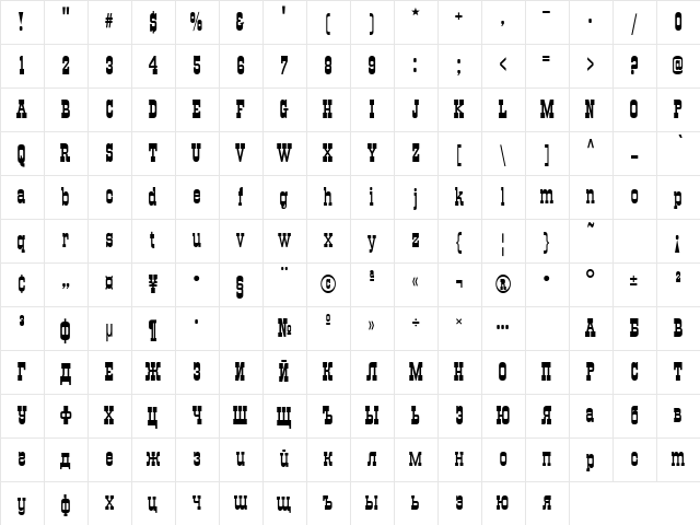 TraktirC Regular Character Map TraktirC Regular Character Map