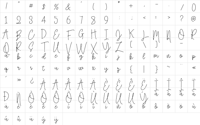 Falling Slowly Free Demo Regular Character Map
