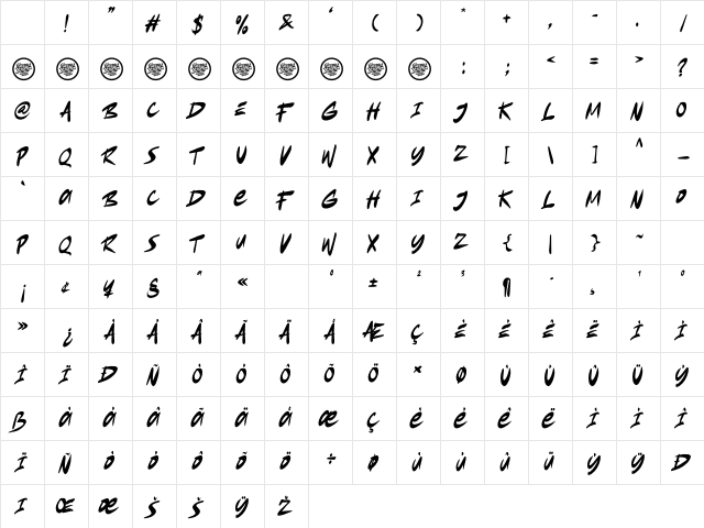 Eramore DEMO Regular Character Map Eramore DEMO Regular Character Map