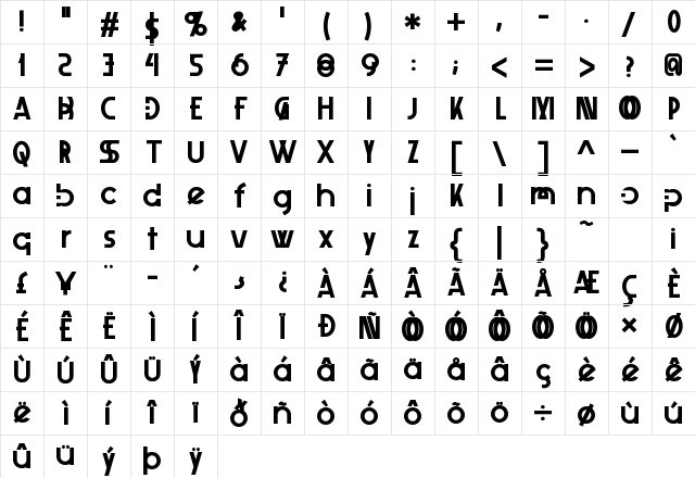 XelitaBold Regular Character Map