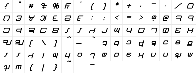Betazed Bold Italic Character Map Betazed Bold Italic Character Map