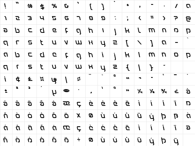 Youngerblood Leftalic Italic Character Map Youngerblood Leftalic Italic Character Map