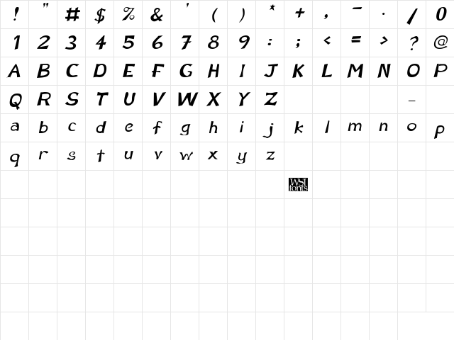 Perdoo Italic Character Map