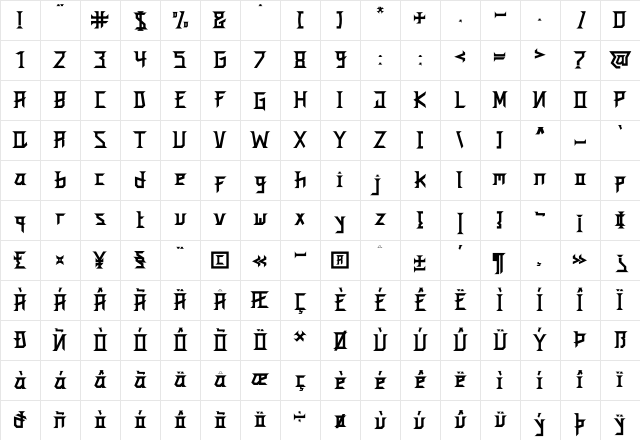 Western Monttero Regular Character Map Western Monttero Regular Character Map