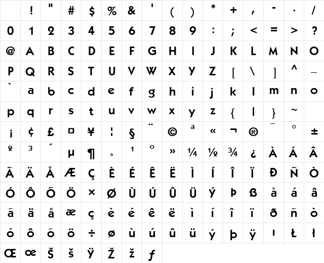 Performa Book SSi Semi Bold Character Map Performa Book SSi Semi Bold Character Map