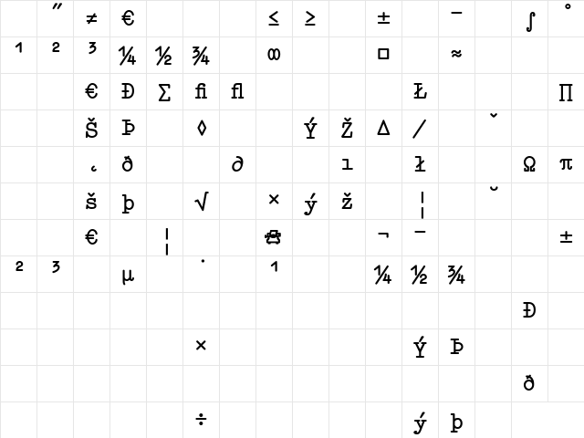 Elementa Expert Bold Character Map
