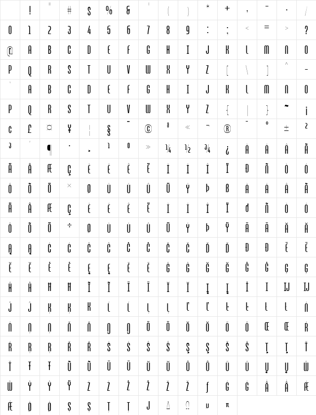 ZT Break Fast Regular Character Map