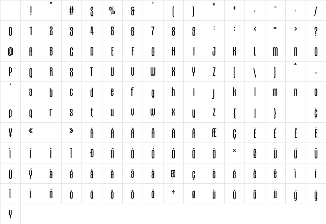 Highstar Regular Character Map