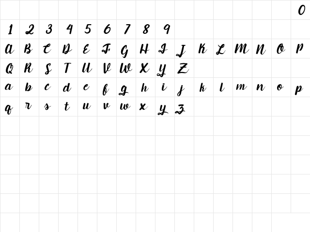 Candlelight Regular Character Map Candlelight Regular Character Map