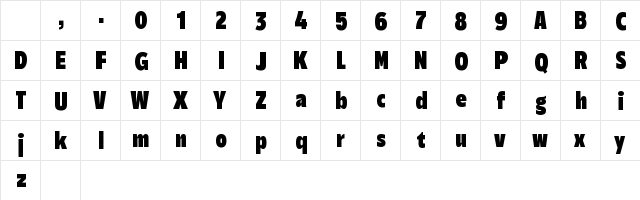 Performa Cn Black Regular Character Map