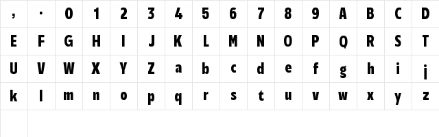 Performa Cn Bold Regular Character Map Performa Cn Bold Regular Character Map