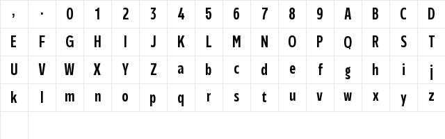 Performa Cn Medium Regular Character Map