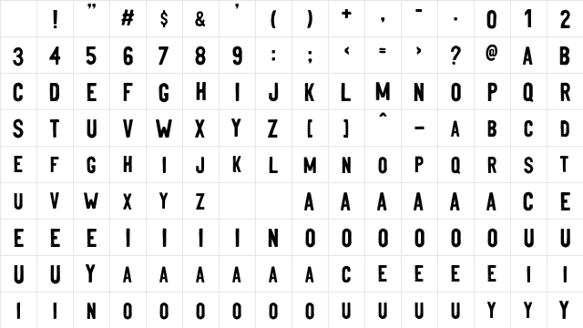 Yesterday Dream Regular Character Map Yesterday Dream Regular Character Map