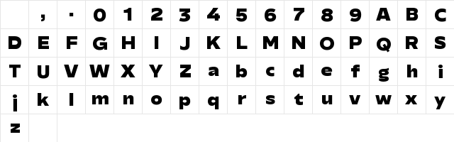 Performa Ex Black Regular Character Map Performa Ex Black Regular Character Map