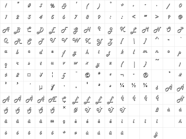 UKIJ Diwani Kawak Regular Character Map