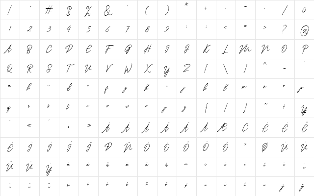 Ranuella Regular Character Map Ranuella Regular Character Map