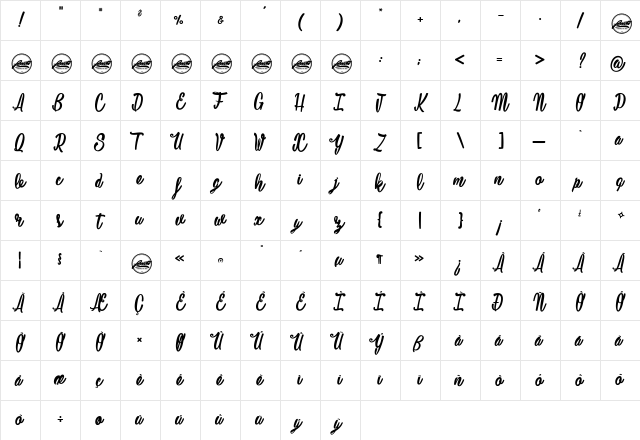 Mustardy_PersonalUseOnly Regular Character Map