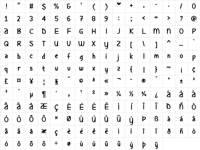 Ladybug Love Regular Character Map Ladybug Love Regular Character Map