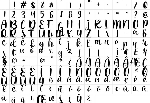 Bakira Regular Character Map Bakira Regular Character Map