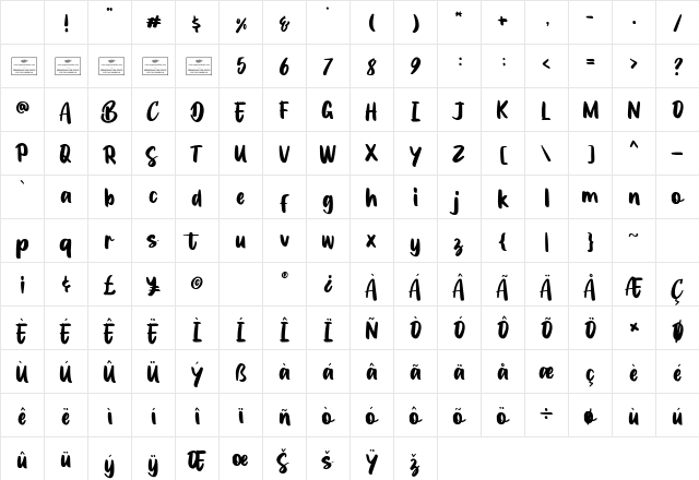 Woodlandia Regular Character Map Woodlandia Regular Character Map
