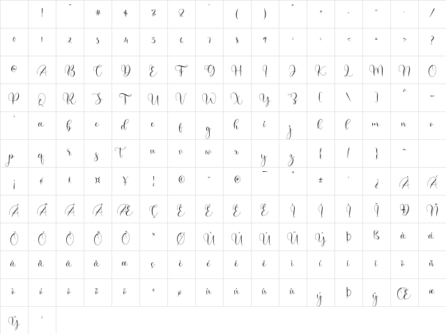 Galeyala Regular Character Map Galeyala Regular Character Map