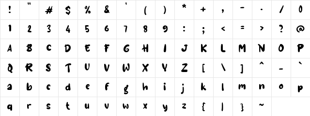 g Grumpy Rabbit Regular Character Map