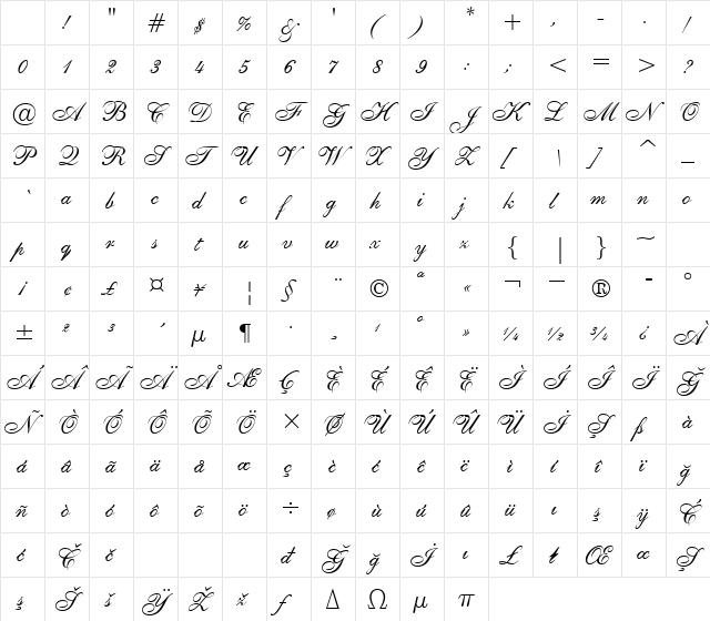 00661 Regular Character Map
