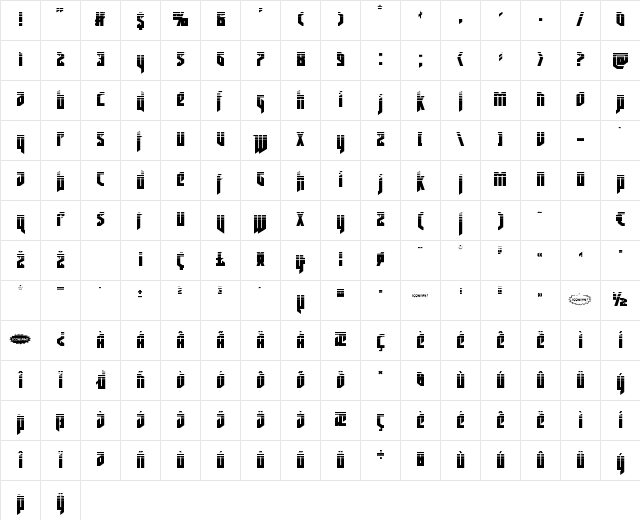 Deathshead Halftone Regular Character Map Deathshead Halftone Regular Character Map