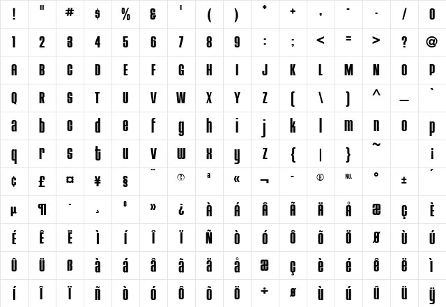 HouseGothic Bold Character Map