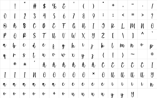 Morning Glory Regular Character Map Morning Glory Regular Character Map