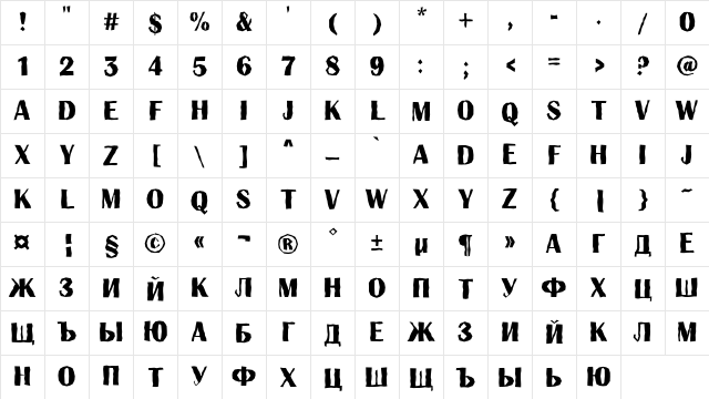 a_AlbionicTitulBrk Bold Character Map a_AlbionicTitulBrk Bold Character Map