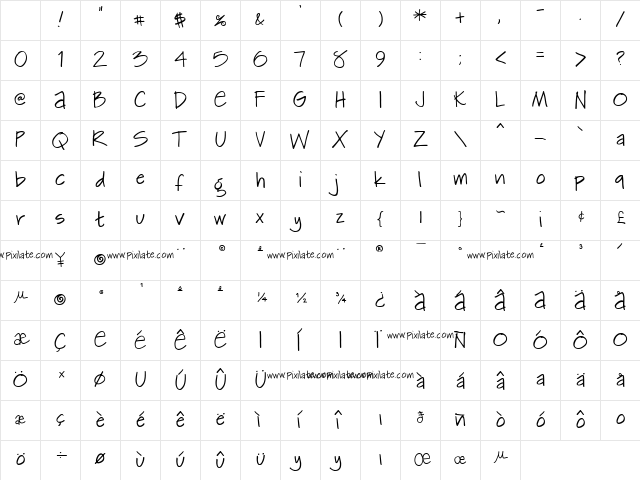 Kemie Regular Character Map Kemie Regular Character Map