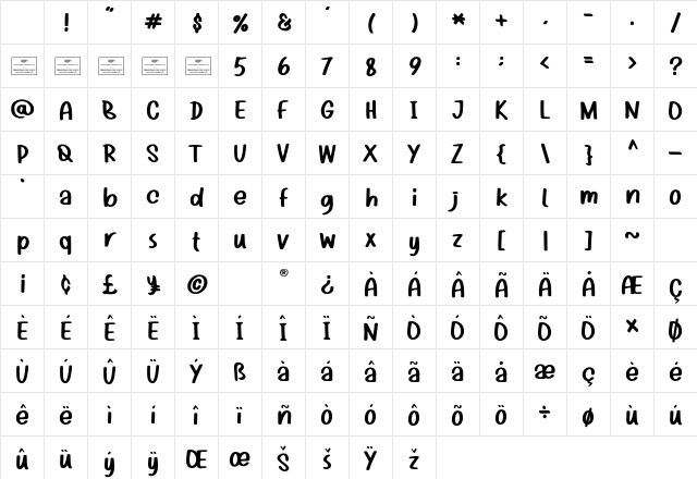 Vanilla Cake Regular Character Map