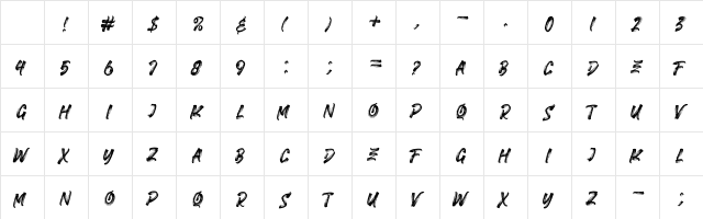 FIGHTER BRUSH Regular Character Map FIGHTER BRUSH Regular Character Map