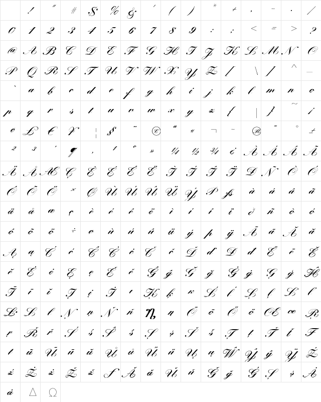 Frikaza Script ST Regular Character Map Frikaza Script ST Regular Character Map