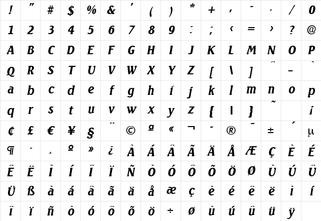 AbelBecker Bold Italic Character Map AbelBecker Bold Italic Character Map