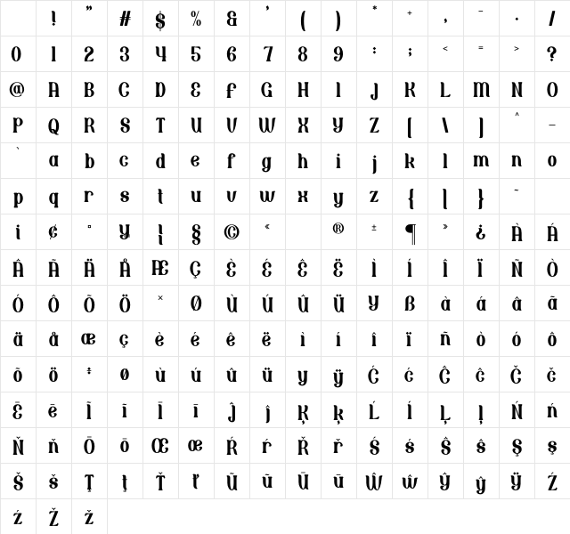 AT TAQWA Regular Character Map