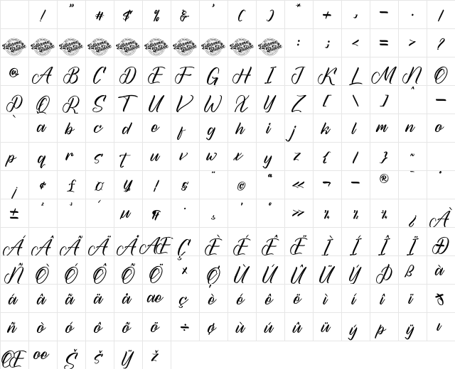 Alldegha Ramture DEMO VERSION Regular Character Map