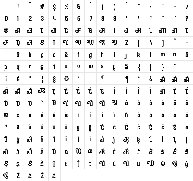 Asaleh Regular Character Map Asaleh Regular Character Map