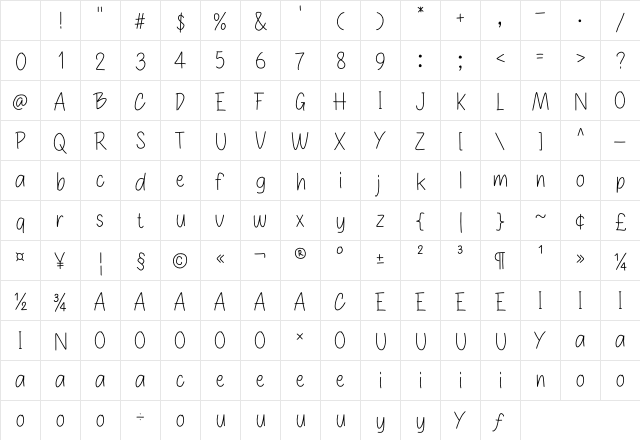 Awal Hello Regular Character Map Awal Hello Regular Character Map