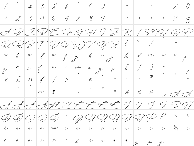 Balleny Regular Character Map Balleny Regular Character Map