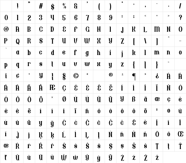 AT TAQWA Regular Character Map AT TAQWA Regular Character Map