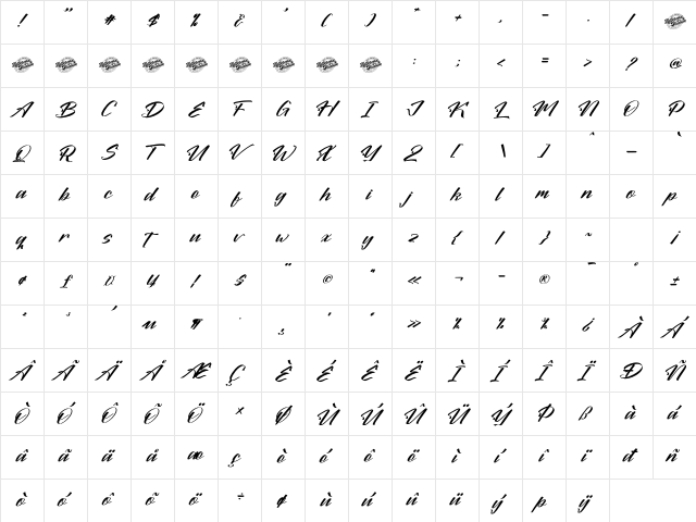 Amladen Bohiga DEMO VERSION Italic Character Map Amladen Bohiga DEMO VERSION Italic Character Map