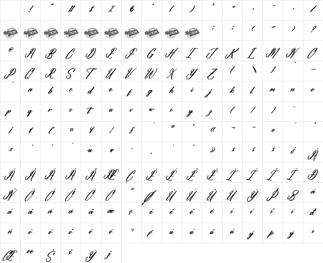 Antholia Riechgan DEMO VERSION Italic Character Map Antholia Riechgan DEMO VERSION Italic Character Map