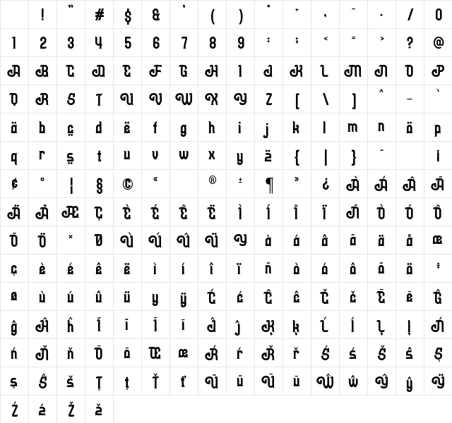 Asaleh Regular Character Map Asaleh Regular Character Map