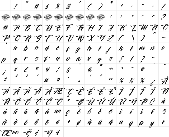 Battrich Delighta DEMO VERSION Italic Character Map Battrich Delighta DEMO VERSION Italic Character Map