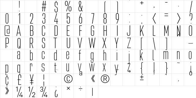 Bilgen Demo Light Regular Character Map Bilgen Demo Light Regular Character Map