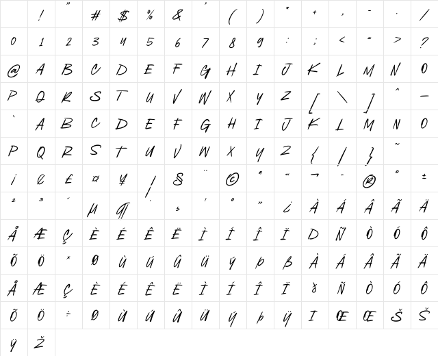 Black Bounars Regular Character Map Black Bounars Regular Character Map