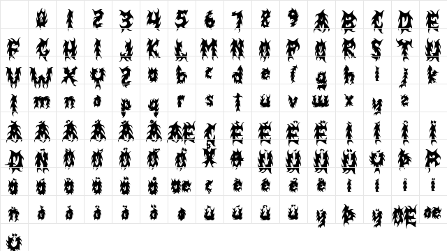 BLACK FLAMES Regular Character Map BLACK FLAMES Regular Character Map