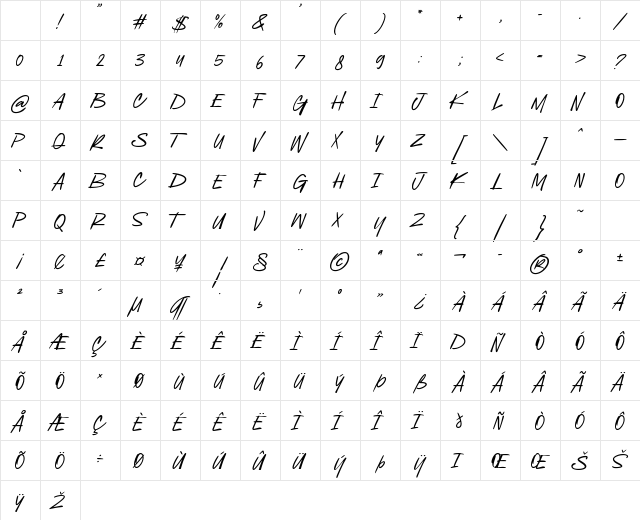 Black Bounars Regular Character Map Black Bounars Regular Character Map